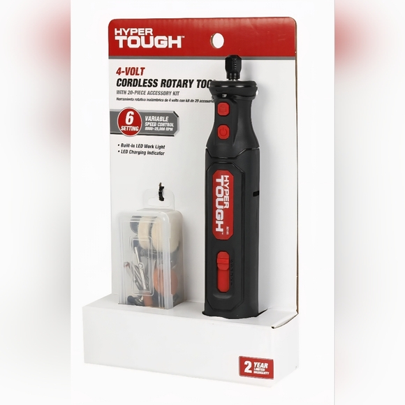 Hyper Tough 4v Cordless Rotary Tool with 20 Piece Accessory Set - Picture 2 of 3